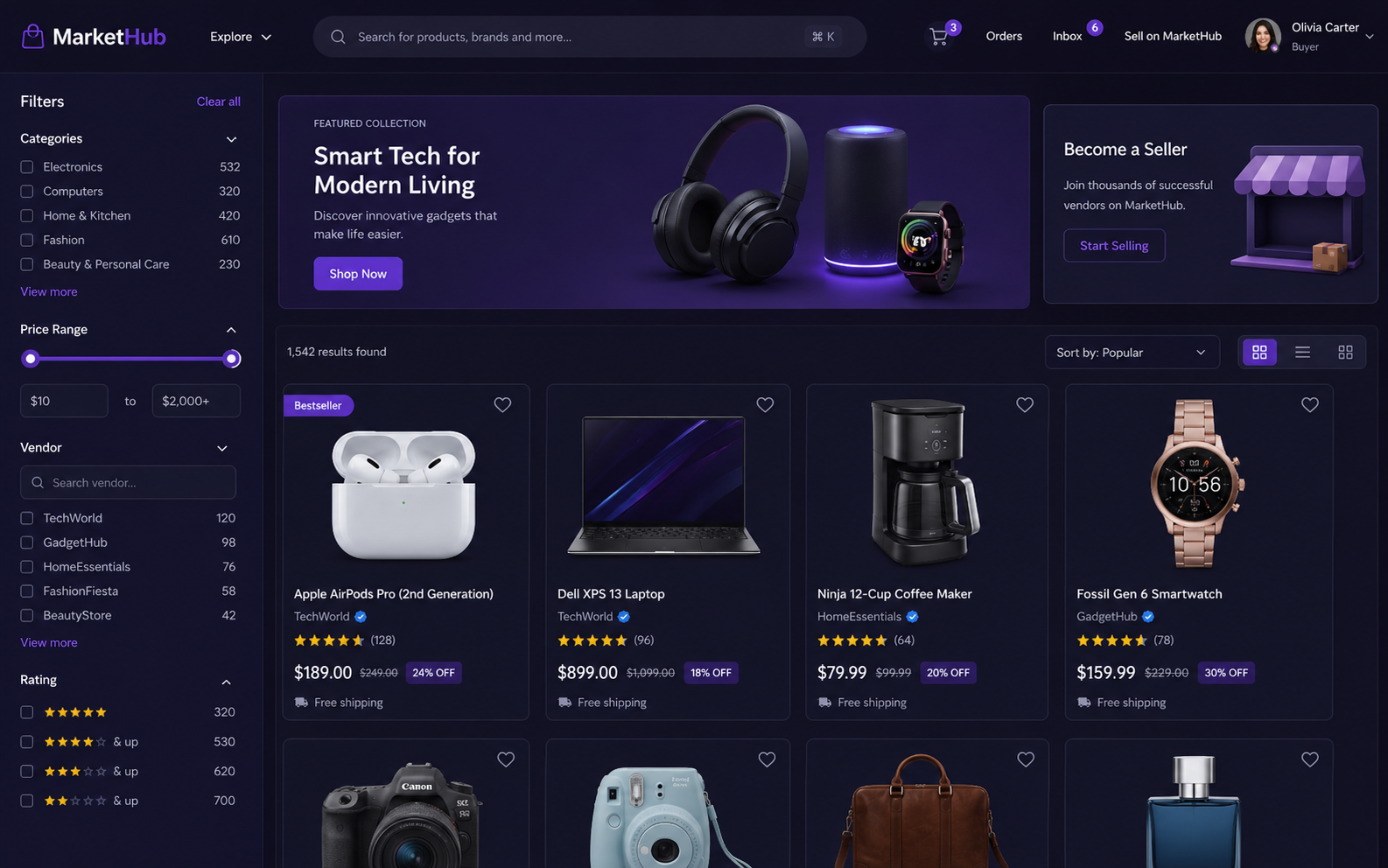MarketHub — Multi-vendor Marketplace