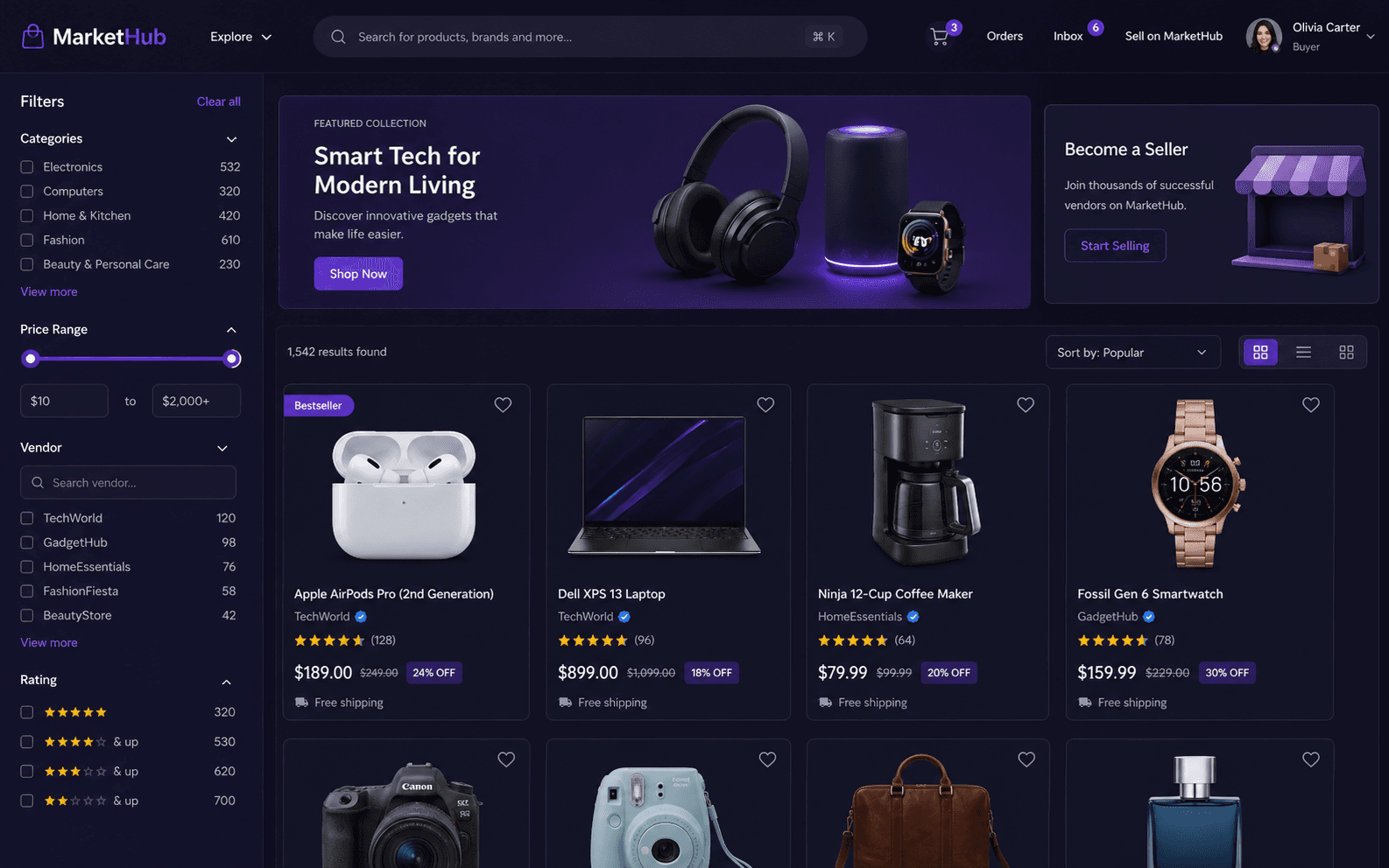 MarketHub — Multi-vendor Marketplace