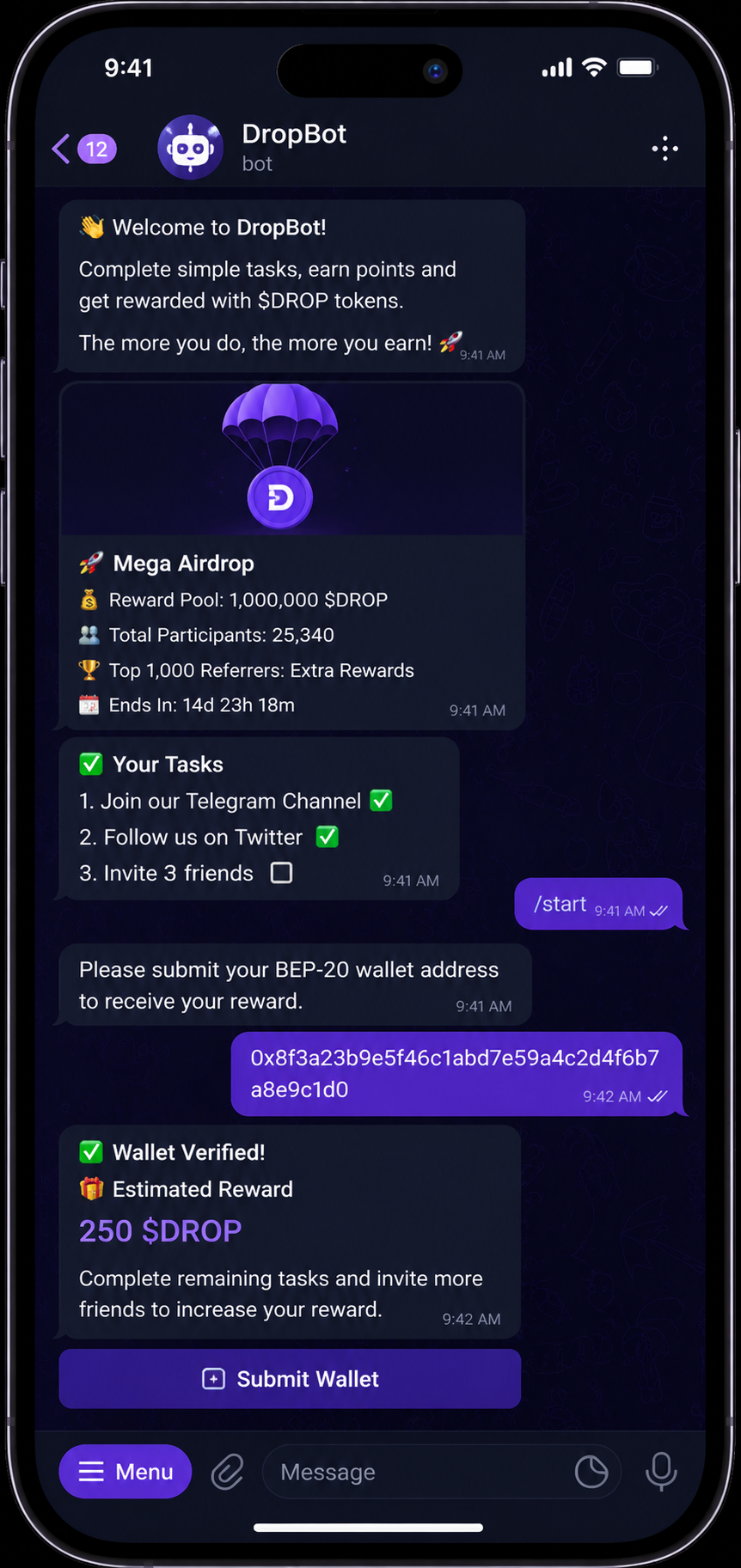 DropBot — Telegram Airdrop Bot