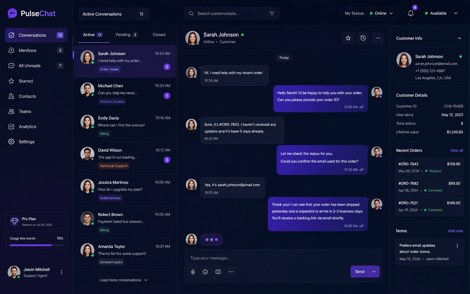 PulseChat — Real-time Chat & Support