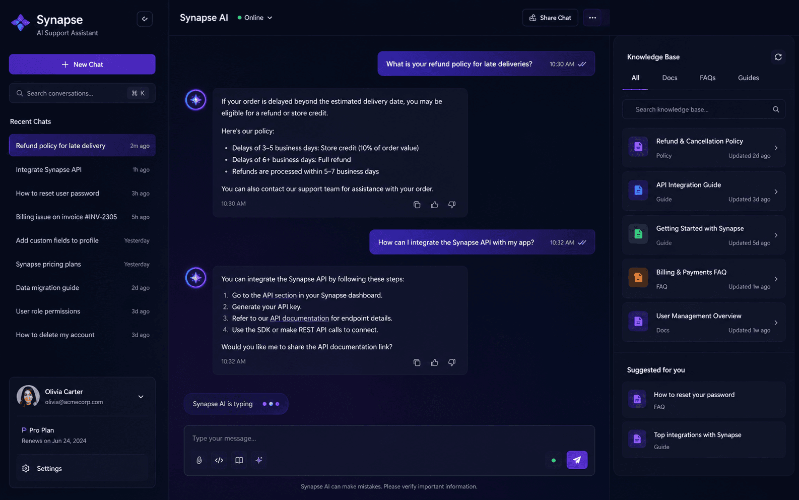 Synapse — AI Support Assistant